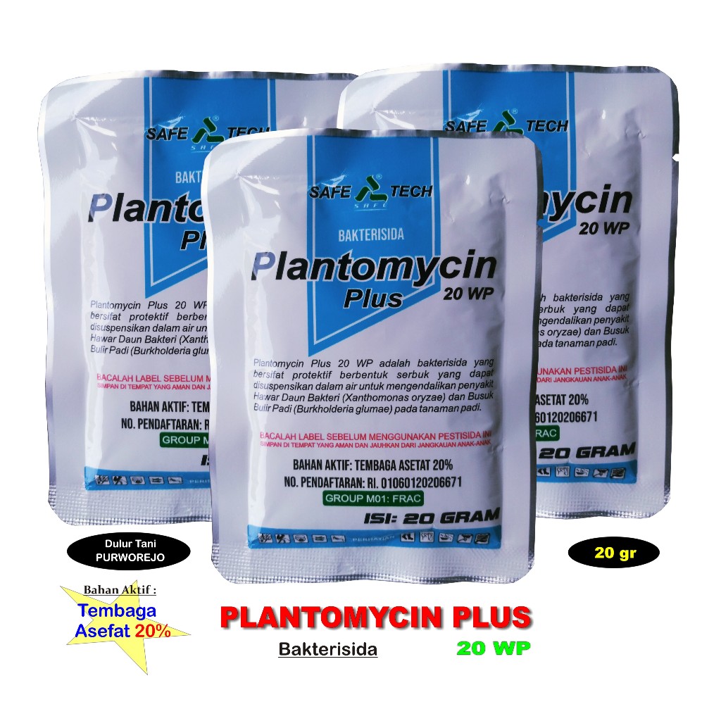 Bakterisida PLANTOMYCIN PLUS 20 gram Tembaga Asefat 20%
