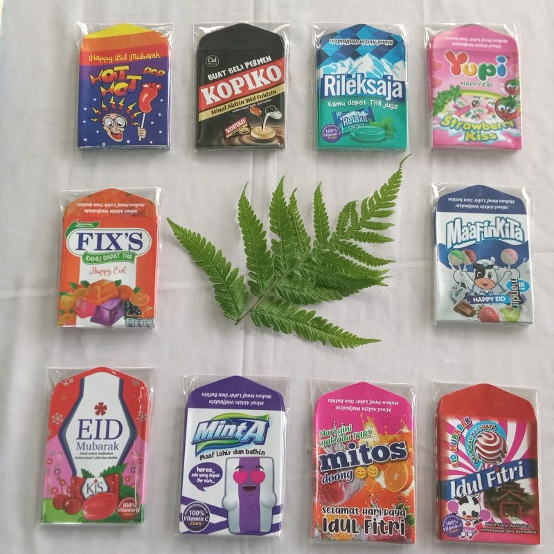 

amplop lebaran siap pakai ukuran sedang motif permen plesetan motif vintage