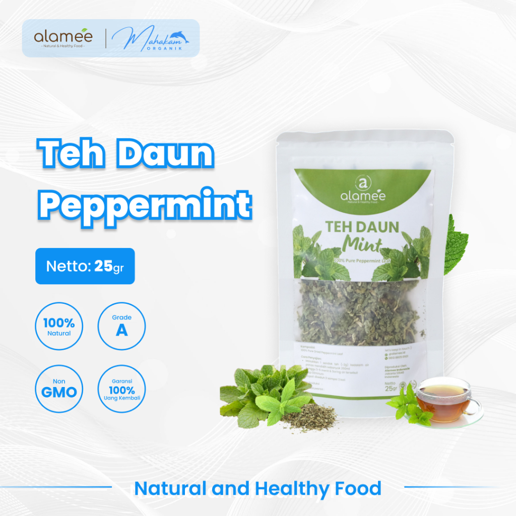 

ALAMEE Teh Peppermint Pepper Mint Tea Daun Organik Kering Dried Leaves 25gr