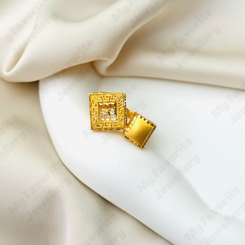 Cincin Kotak Ketupat Krawang Uk18 Emas Asli Kadar 700 16K