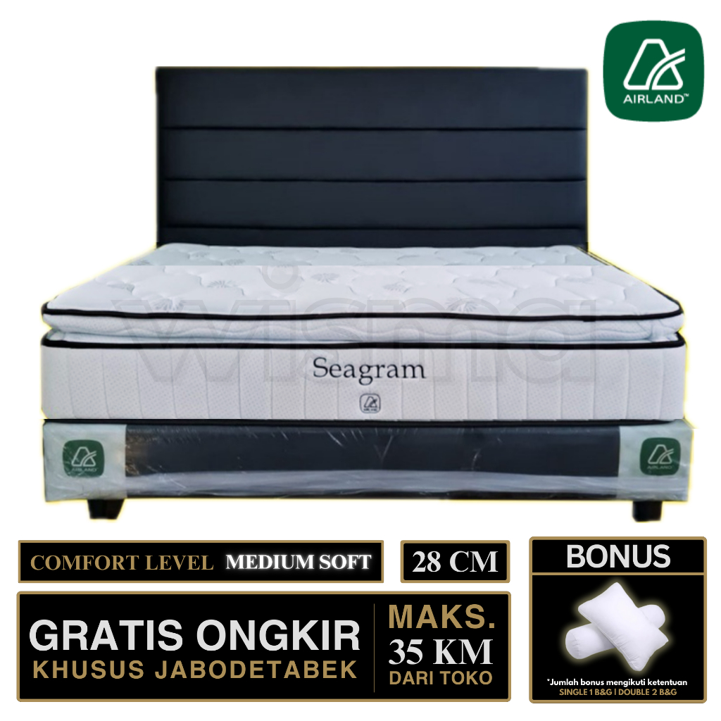 Kasur Springbed Fullset Airland Seagram Memory Foam 90x200 100x200 120x200 140x200 160x200 180x200 2