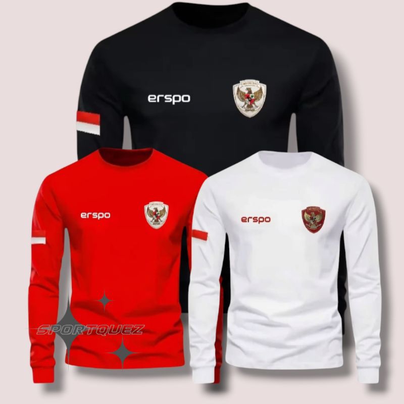 Baju olahraga cowok cewek  timnas indonesia lengan panjang tangan mangset