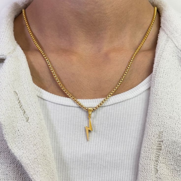 KALUNG LIONTIN PETIR WARNA GOLD ANTI KARAT