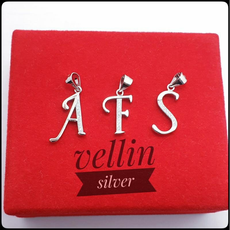 Liontin Huruf Liontin Abjad Perak 925 Asli Lapis Emas Putih