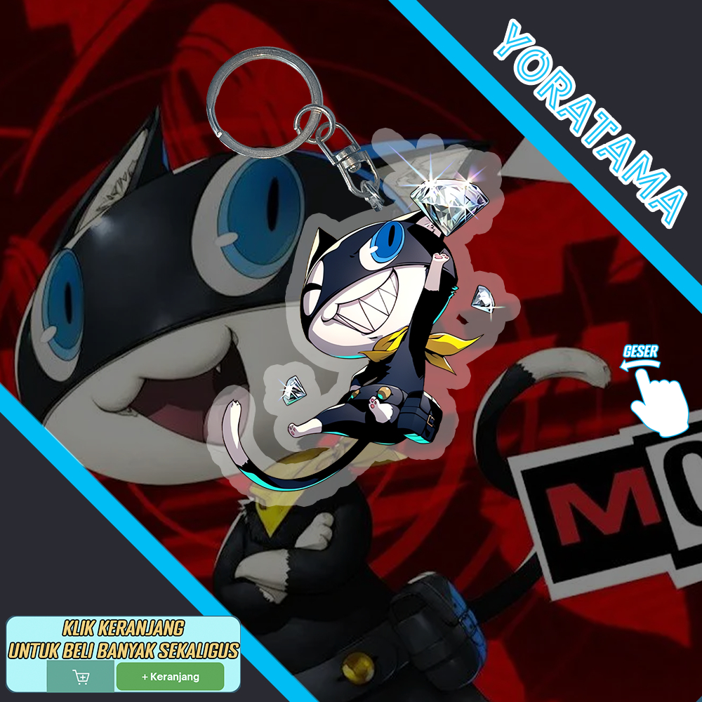 Gantungan Kunci Morgana Persona 5, Keychain Anime Lucu