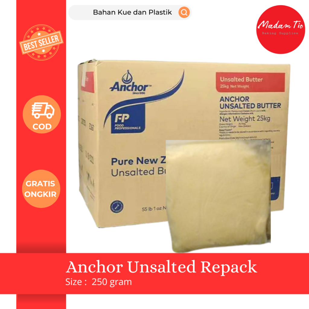 

Anchor Butter Unsalted 250gram (BAHAN DINGIN) 1pcs