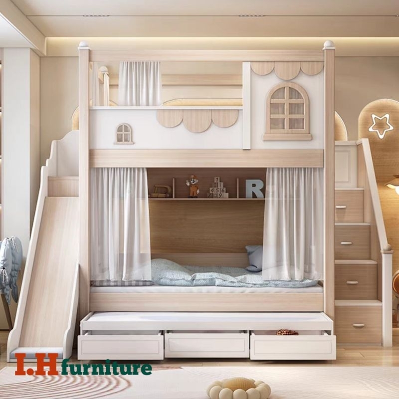 Ranjang susun , tempat tidur anak laki-laki , tempat tidur prosotan anak