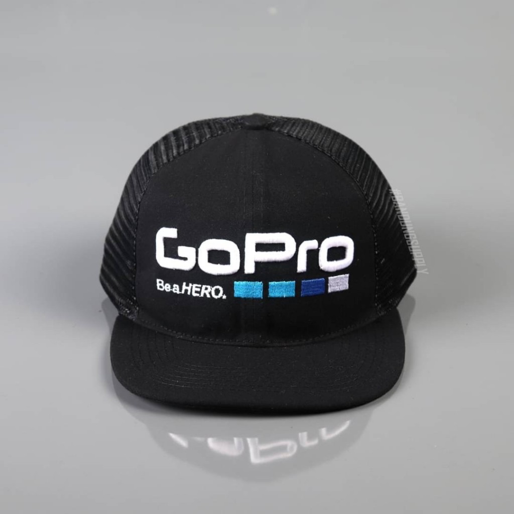 SNAPBACK TRUCKER GoPro (BLACK) - TOPI DATAR PRIA WARNA HITAM KEREN TERBARU