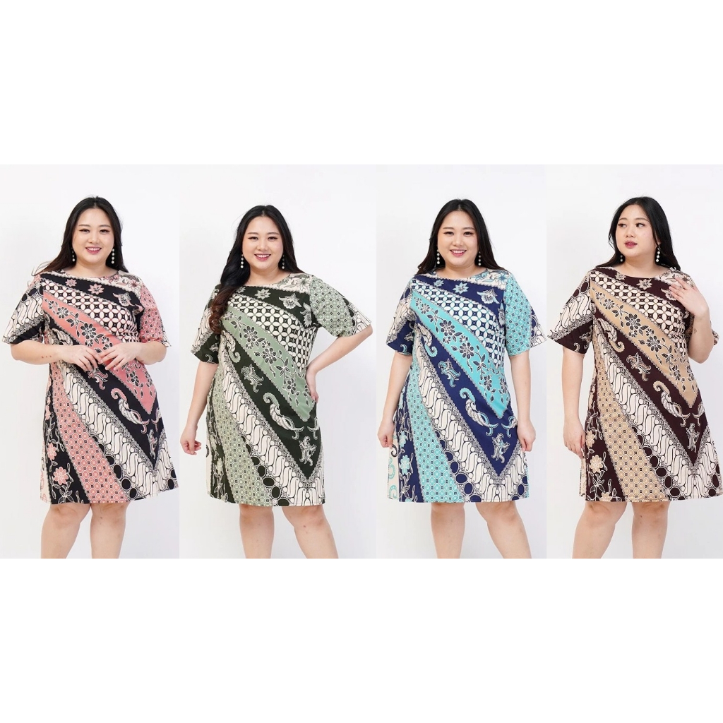 DRESS BATIK WANITA PREMIUM JUMBO BIG SIZE LD 120 CM XXL XXXL BAJU HAMIL PESTA KERJA KANTOR ACARA FOR