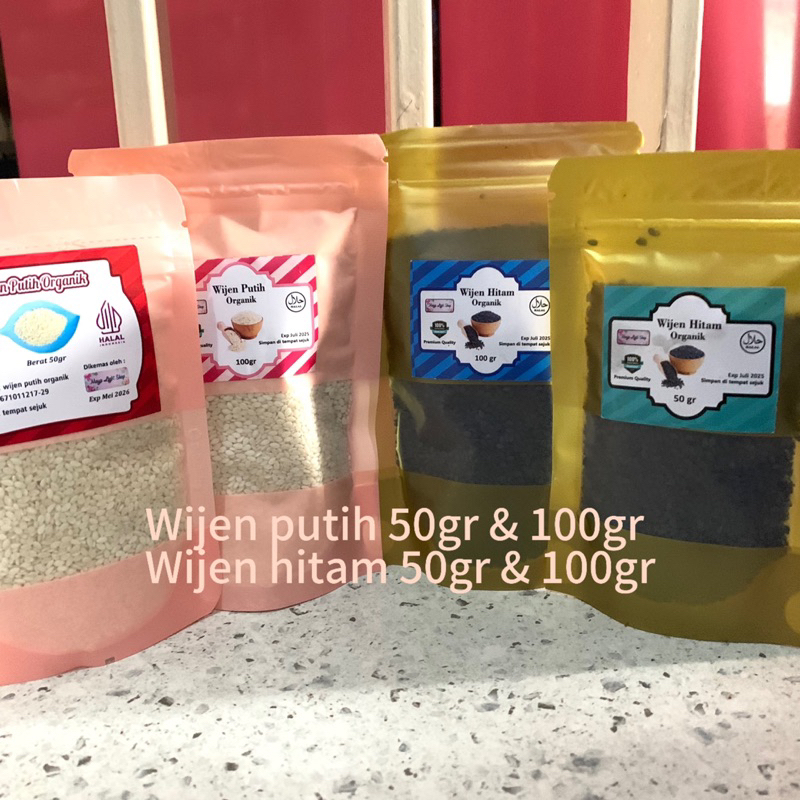 

Biji wijen putih 100gr & 50gr dan biji wijen hitam 100gr & 50gr organik sesame taburan sushi berbagai masakan halal BPOM termurah