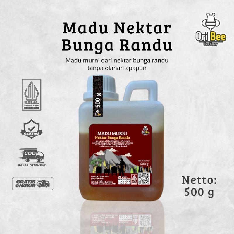 

Madu Asli Murni 500gr Ori Bee Grade A Nektar Randu 100% Alami Pure Natural Raw Honey