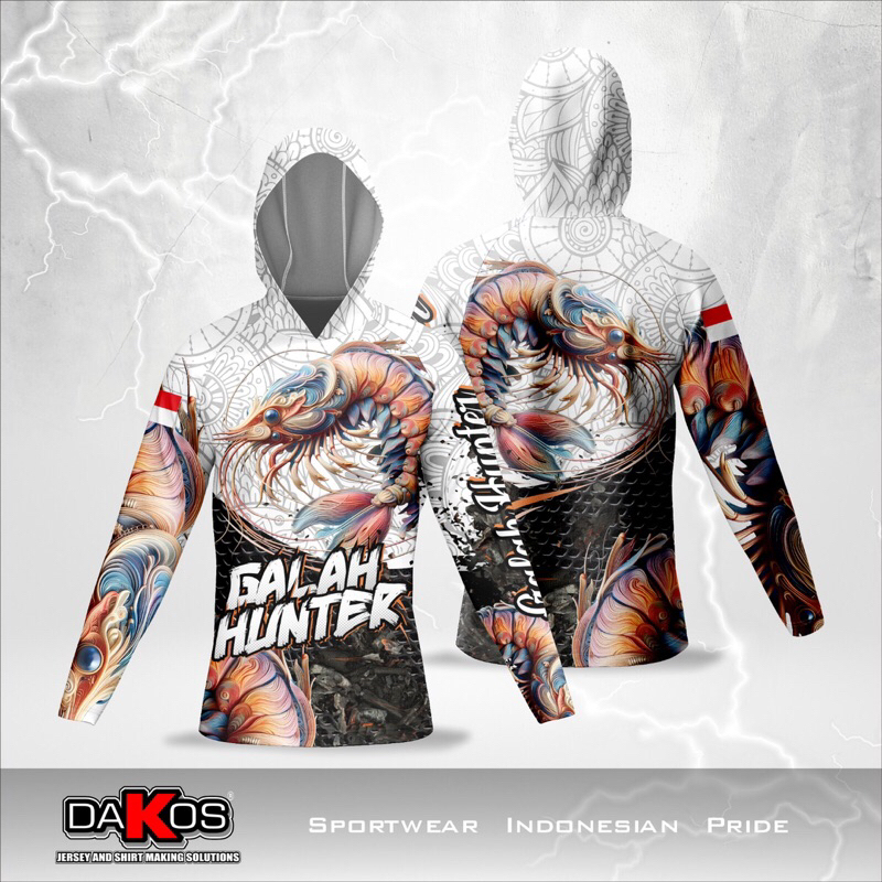 jersey mancing udang galah hunter fullprint tangan panjang