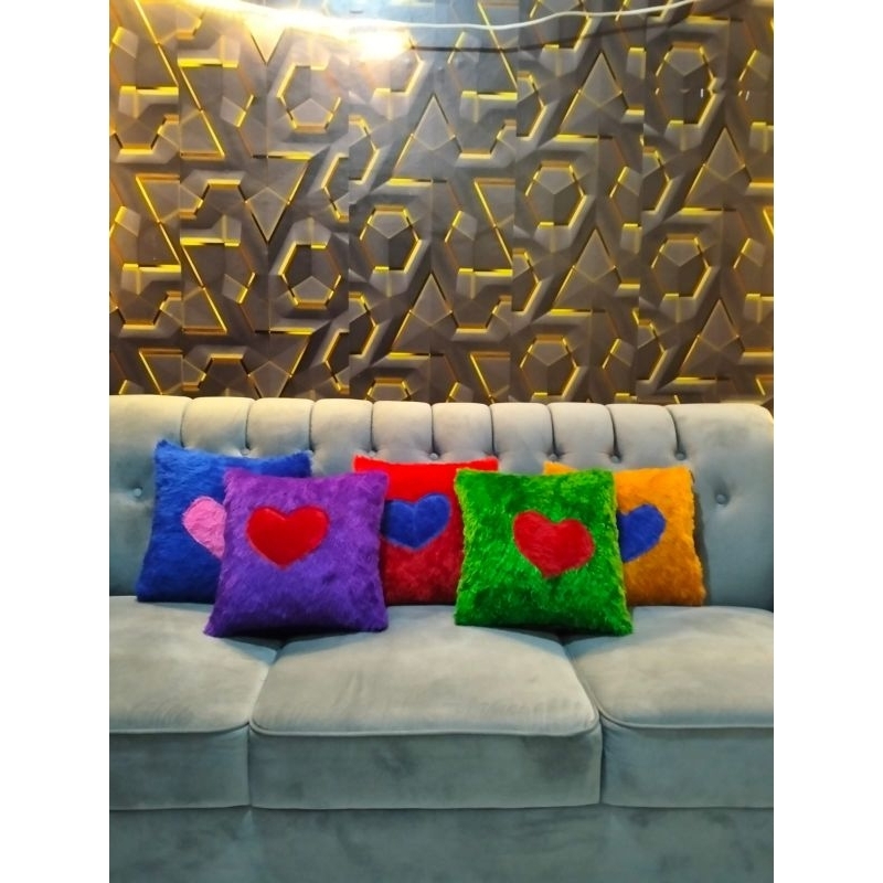 sarung bantal sofa motif love kain rasfur Kurnia sindo UK 40x40