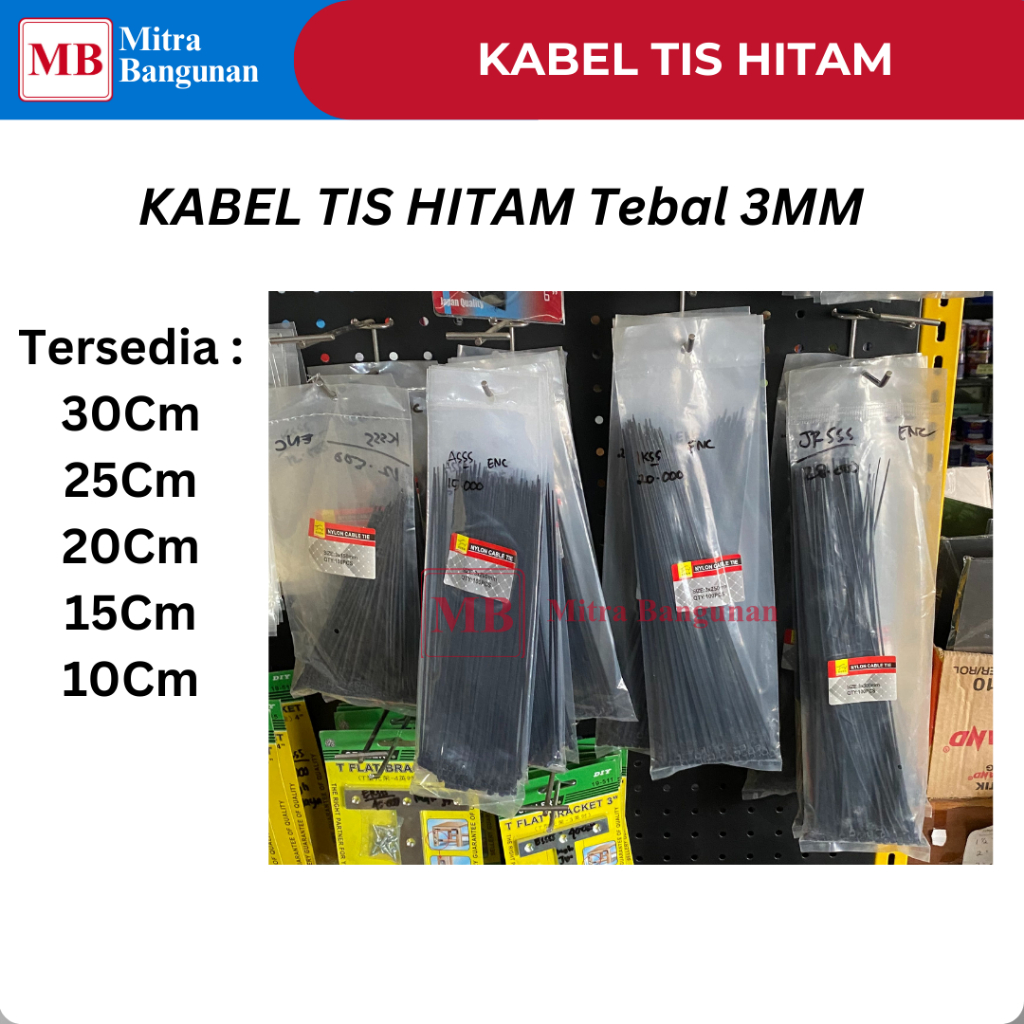 

KABEL TIS / CABLE TIE TEBAL 3MM PANJANG 30CM,25CM,20CM,15CM,10CM