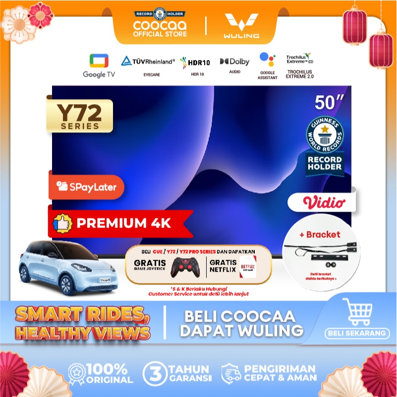 [+ BRACKET] [Google TV] COOCAA 50 inch Smart TV  - 4K - UHD - Netflix/Youtube - Google Assistant - D