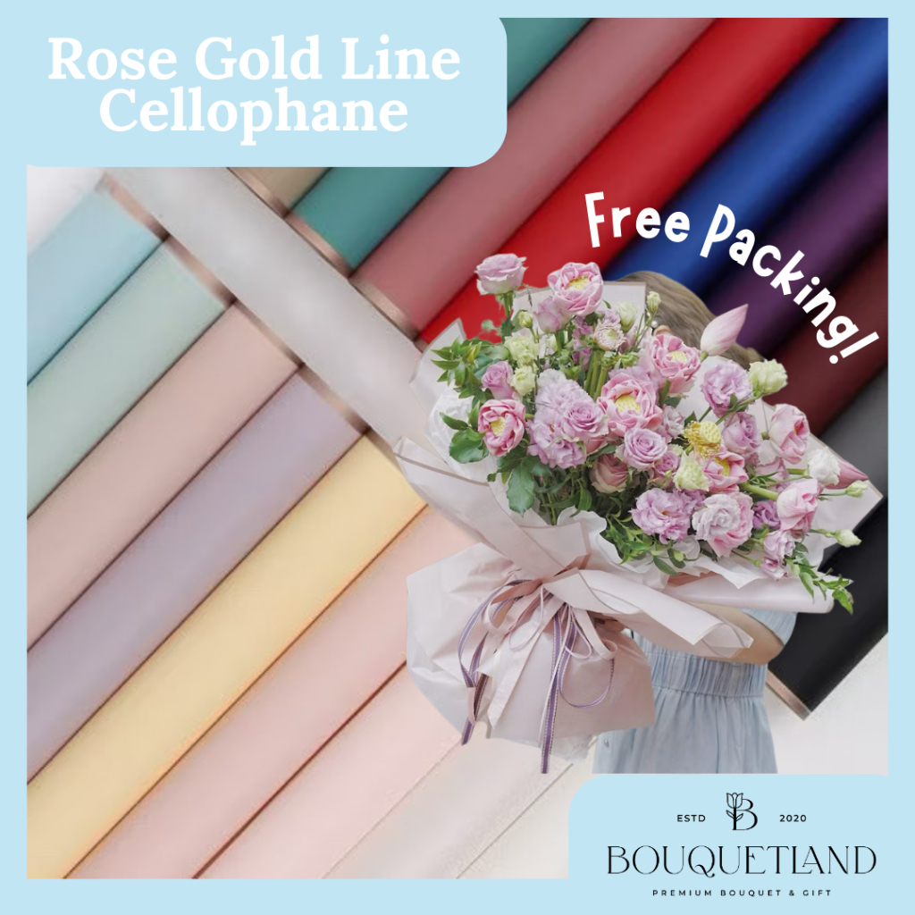 

(20 Lembar) Rose Gold Line Cellophane | KERTAS BUKET BUNGA | BOUQUET WRAPPING PAPER | PEMBUNGKUS BUKET READY STOCK | KERTAS BUKET BUNGA | CELLOPHANE PASTEL