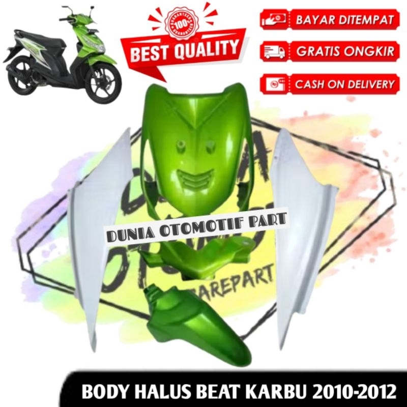 COVER BODY FULL HALUS HONDA BEAT KARBU HIJAU PUTIH 2010-2012