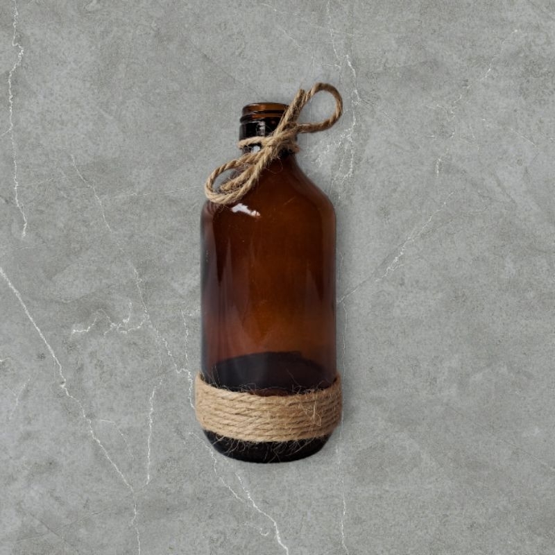 Botol kaca vas bunga 300 ml botol kaca vas bunga botol kaca coklat + tali rami