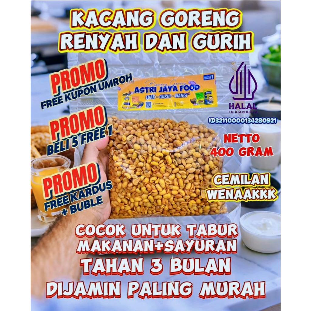 

KACANG KEDELAI GORENG ORIGINAL 400 GRAM FREE KUPON UNDIAN UMROH