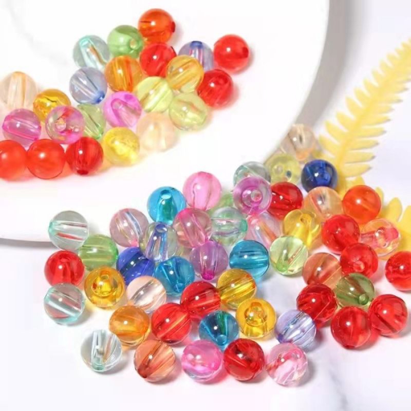 ( 30 gram ) Manik Bulat Kaca bening Warna 6mm Mote Bulat Kaca Transparan Manik Manik