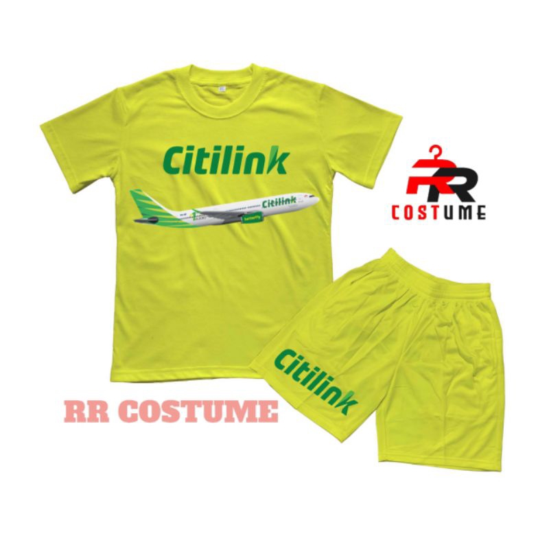 SETELAN ANAK KAOS ANAK PESAWAT CITILINK (FREE NAMA ANAK)