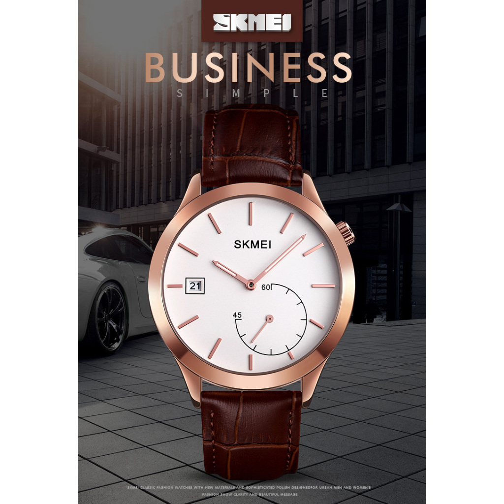 SKMEI 1581 Original Jam Tangan Pria Analog Kulit Leather Tahan Air