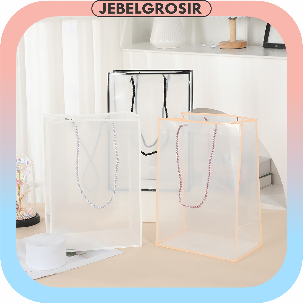 

Totebag Transparant Paper Bag PVC Tas Mika Polos Bouquet Buket HAMPERS Souvenir KB1009