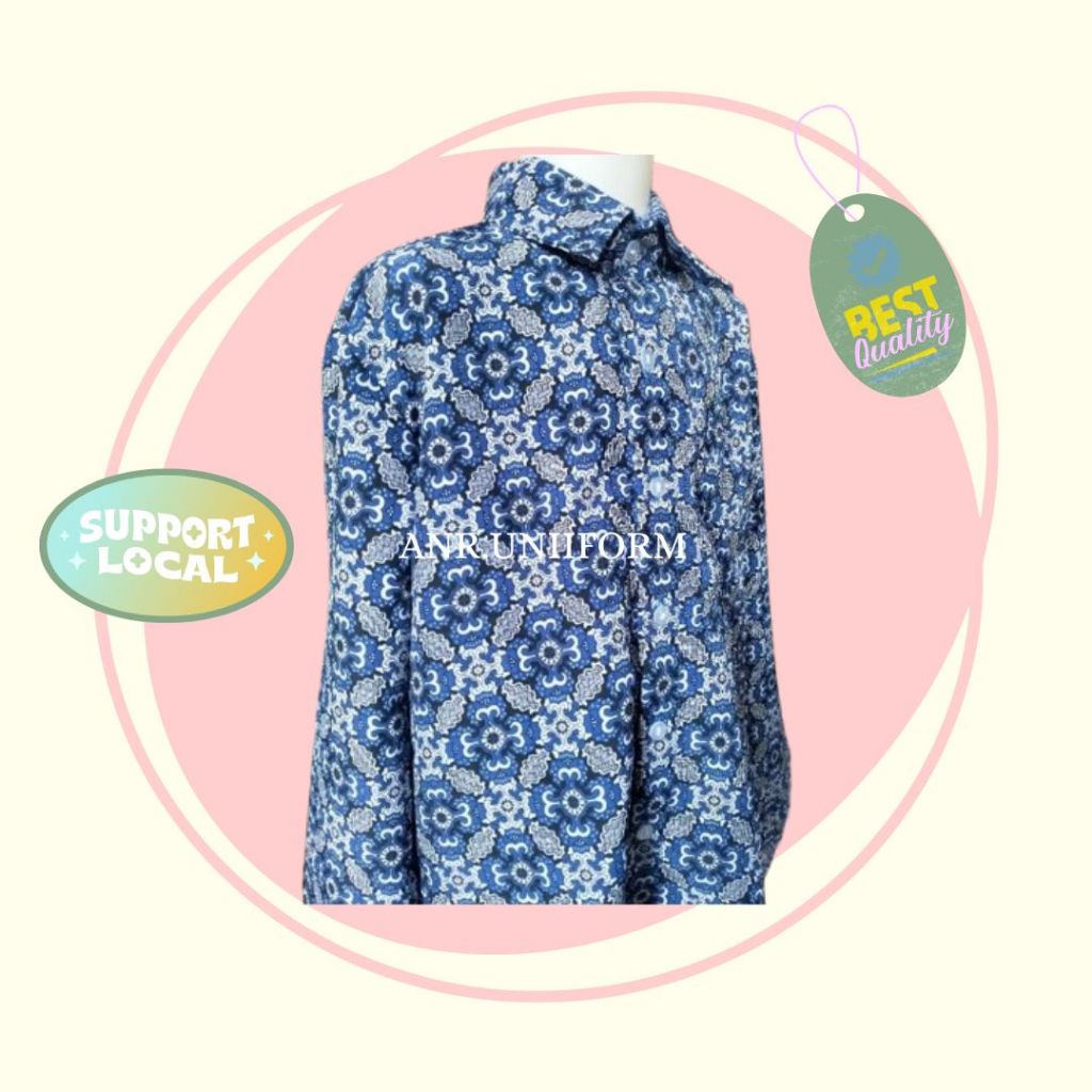 Seragam Batik Sekolah/ Baju Batik SMP/ Seragam Batik Motif Nusa Biru