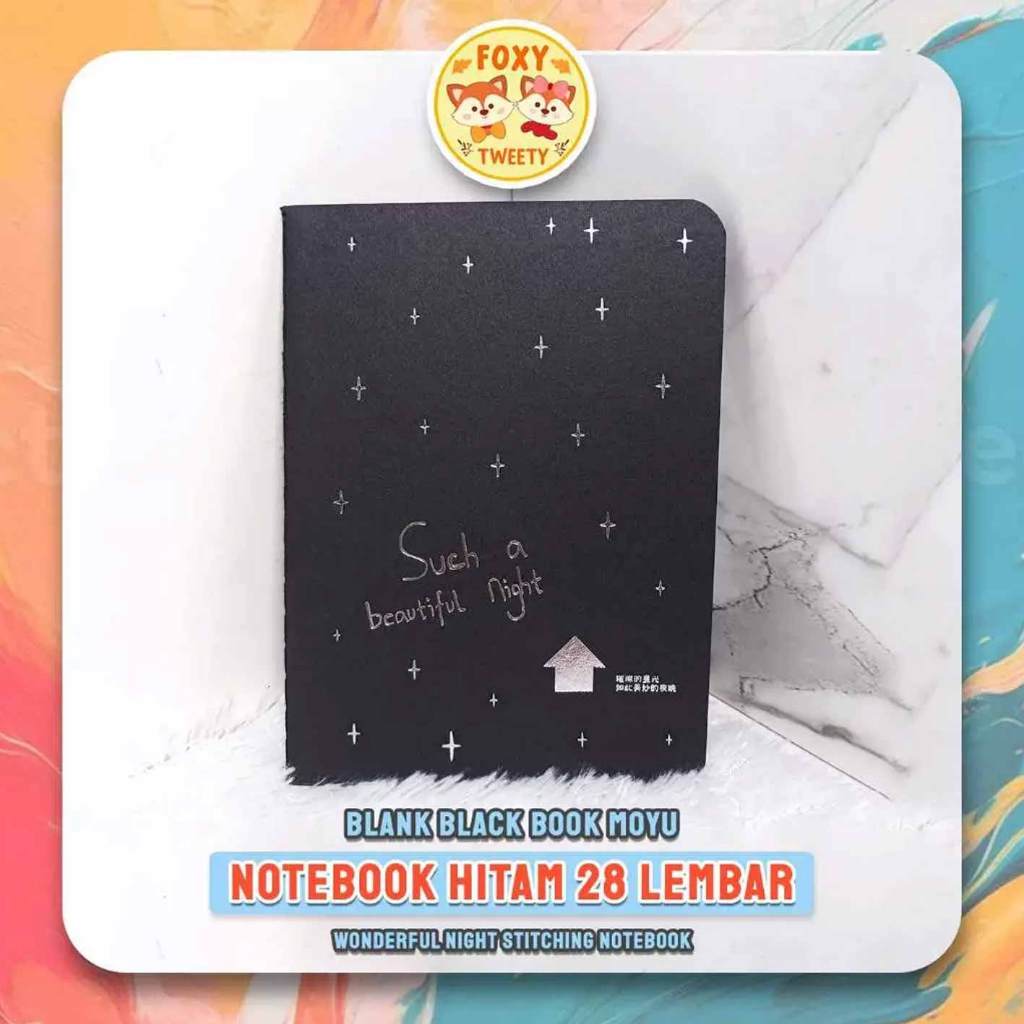 

(Live) Buku Catatan Hitam A5 A6 / Blank Black Book MOYU 28 Lembar / Wonderful Night Stitching Notebook