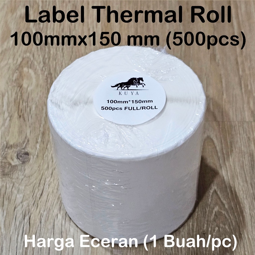 

LABEL STICKER THERMAL KUYA 100 X 150 ISI 500PCS BARCODE 100X150 TEBAL UKURAN A6