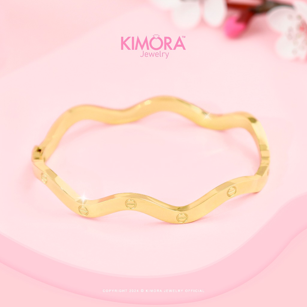 Kimora - Gelang Bangle Titanium Gelombang Gold Plated Gtt125