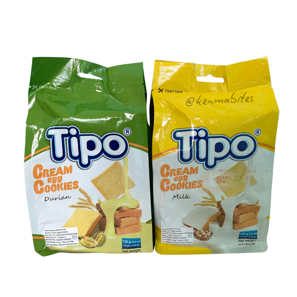 

Tipo Cream Egg Cookies Durian 135gr, Milk 135gr