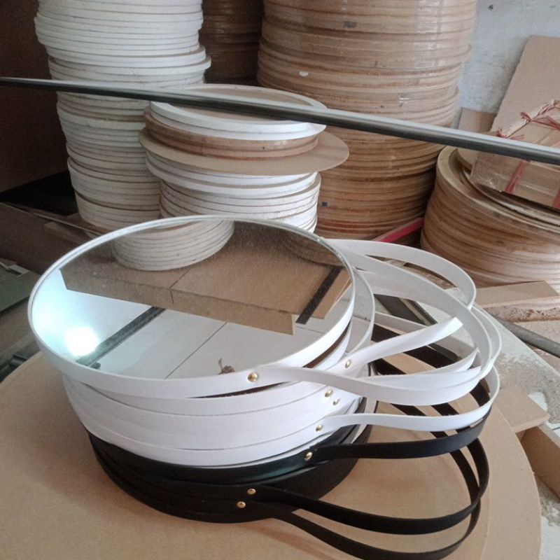 RB cermin bulat diameter 40 cm. 50cm. 60cm. polos, pakai tali, dan eceng gondok/cermin