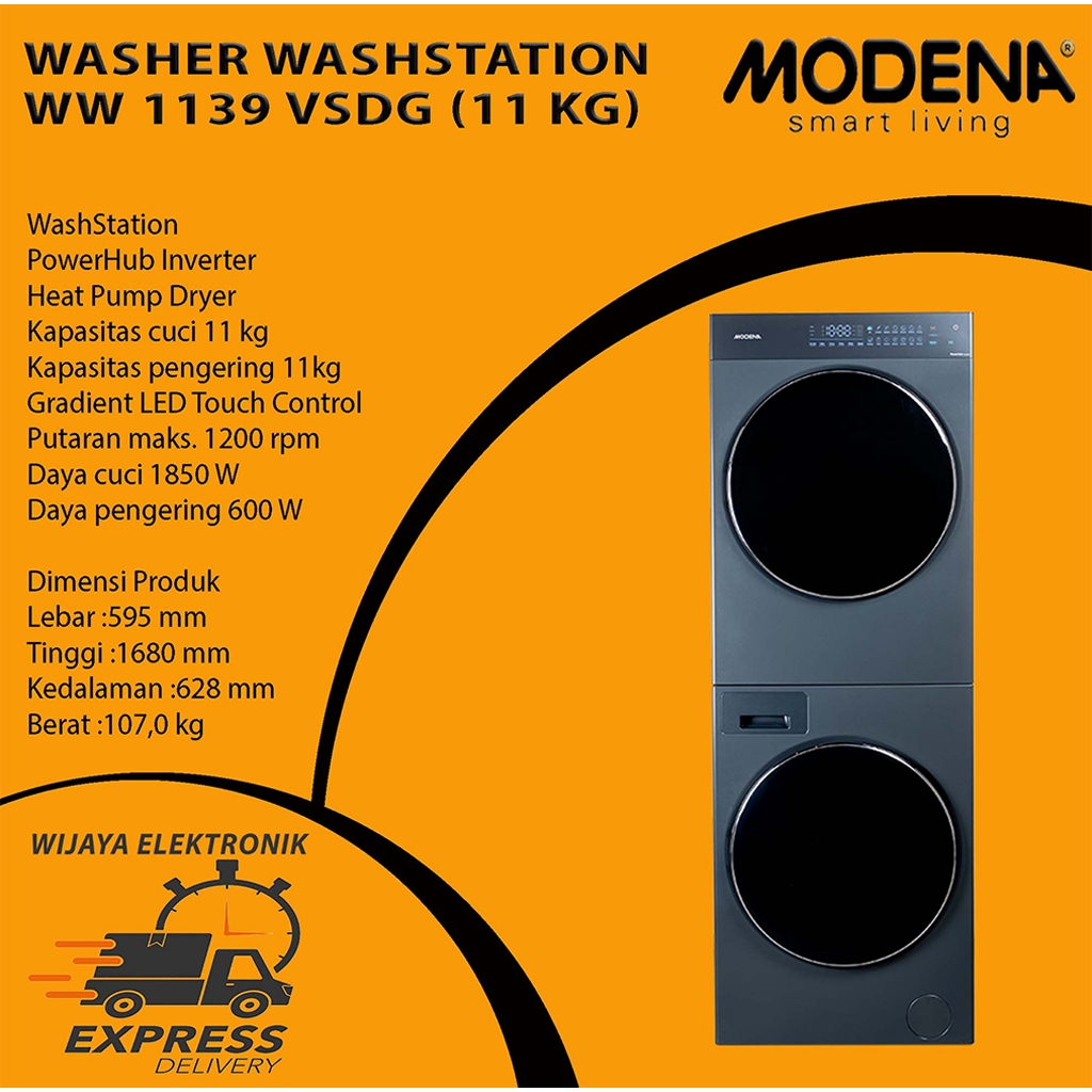 Modena WW 1139 VSDG Mesin Cuci dan Pengering Freestanding 11kg