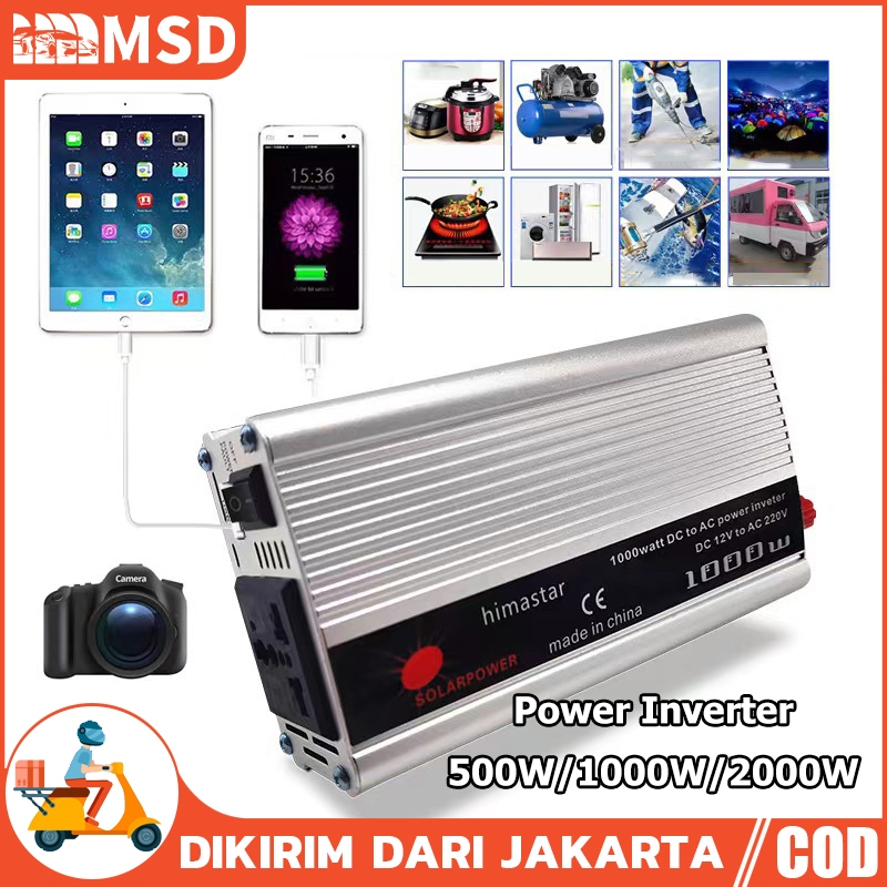 Inverter 1000 Watt Power Inverter DC Ke AC Aki listrik Serbaguna Daya Besaar 2000W/1000W/500W Univer