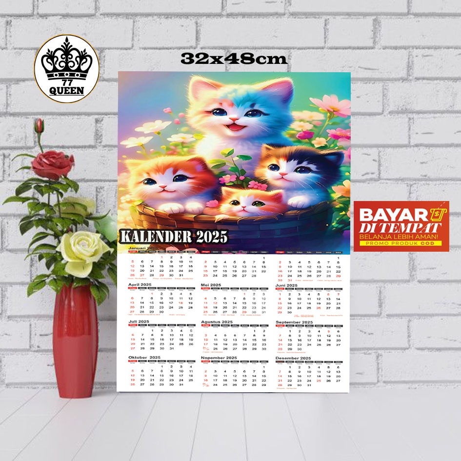 

KALENDER TAHUN 2025 GAMBAR KUCING/POSTER GAMBAR KUCING/HIASAN DINDING/KALENDER DINDING/WALLDECOR