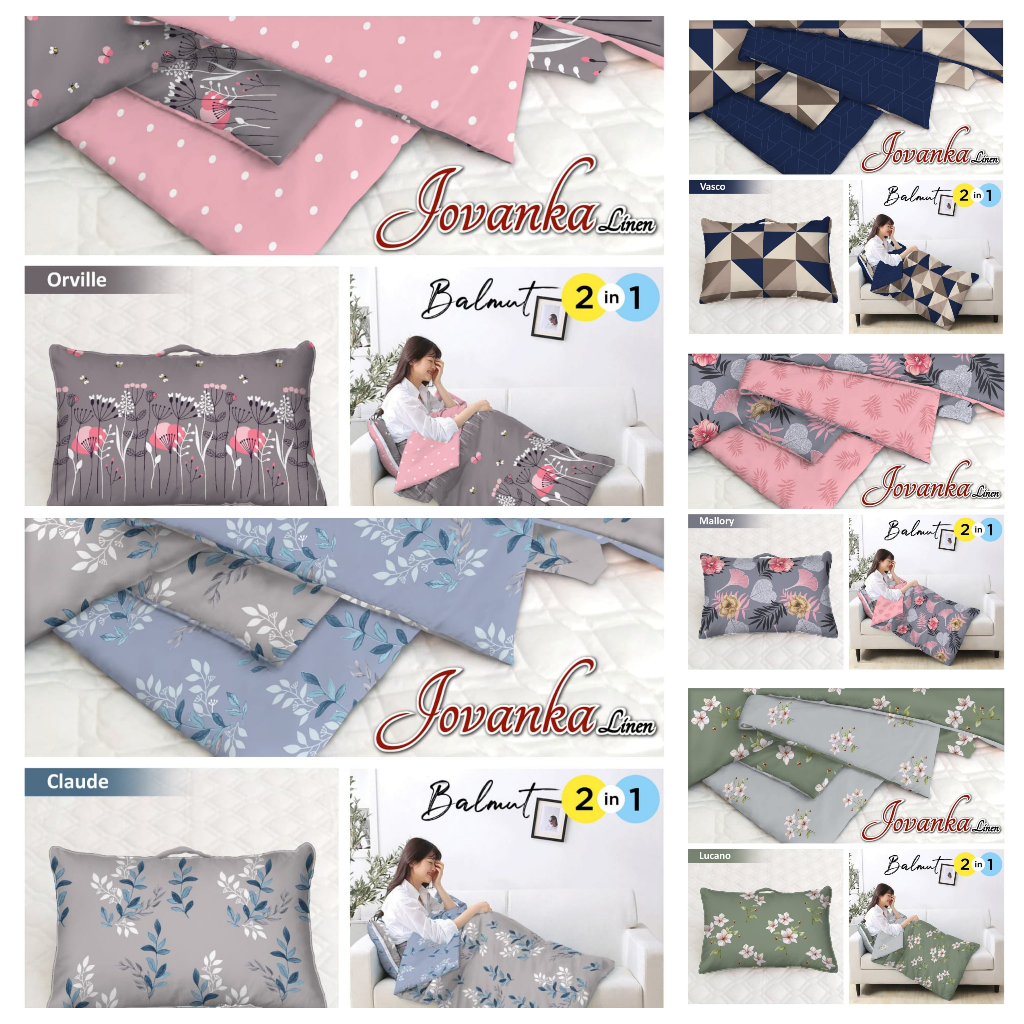 BNB Balmut Jumbo JOVANKA by FATA Bantal Selimut Travel Size Dewasa Hadiah Liburan Travel 150 x 220