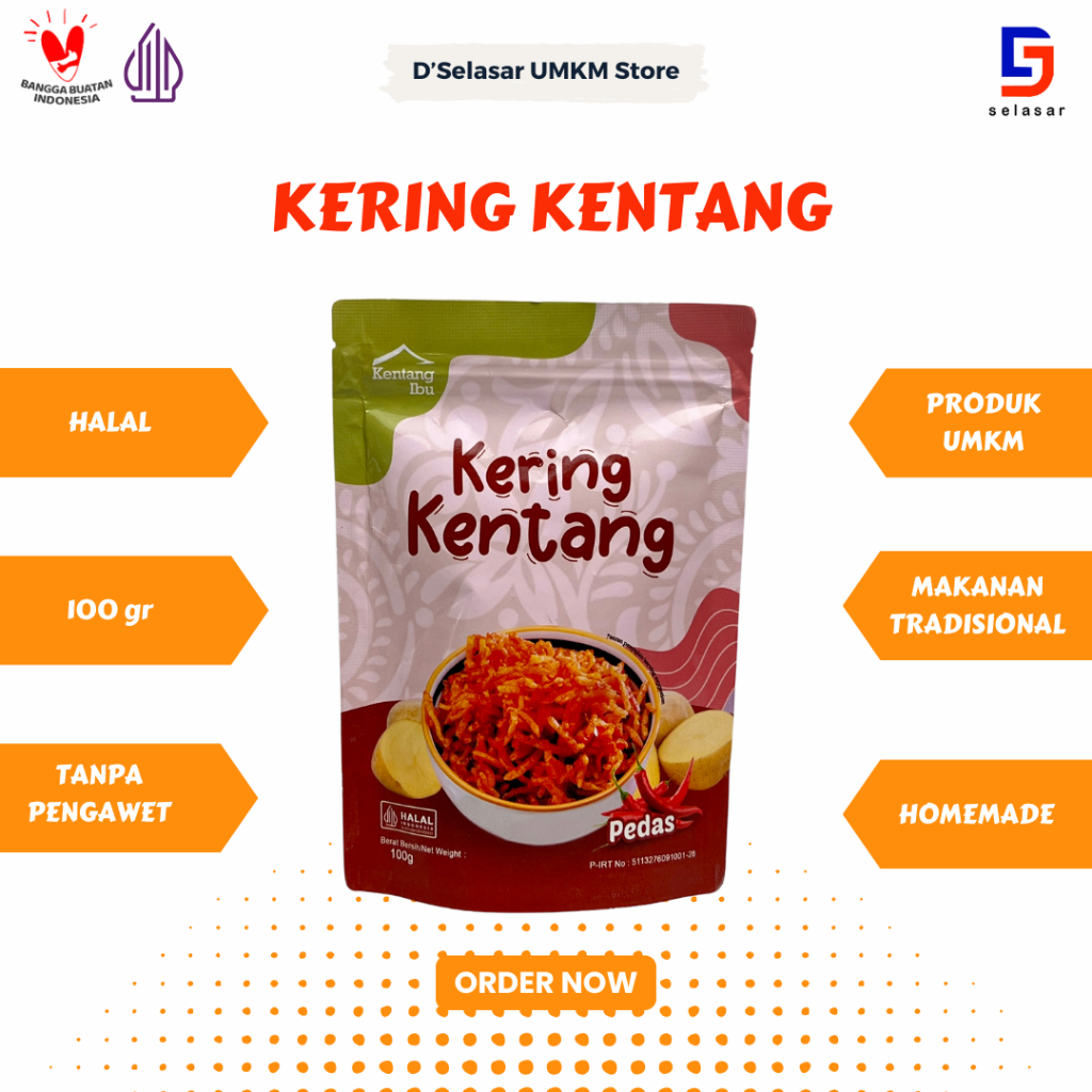 

Kering Kentang Pedas Halal 100gr