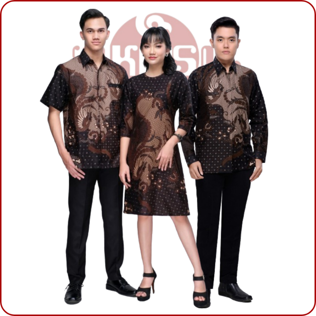 AE06 Akasizbatik - Couple Dress Batik Katun Lengan 3/4 Warna Hitam Coklat JUMBO Lolita Sogan