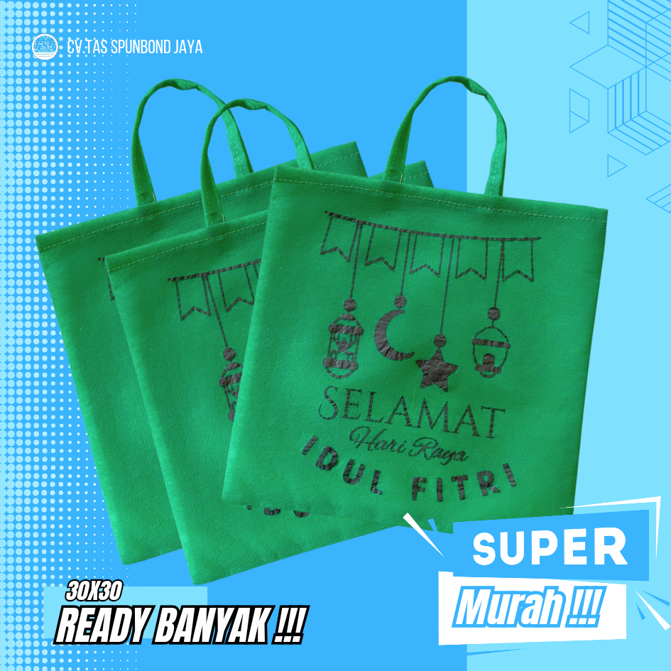 

LANGSUNG KIRIM READY STOCK TAS LEBARAN GOODIEBAG IDUL FITRI MURAH LARIS KEKINIAN MUAT DI ISI JAJANAN SEMBAKO F30X30 40GSM HIJAU TUA BULAN BINTANG