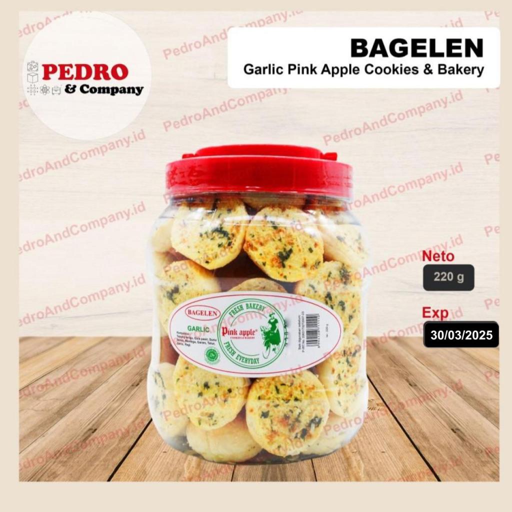 

Pink apple bakery bagelen rasa garlic 220 gram - roti kering bulat