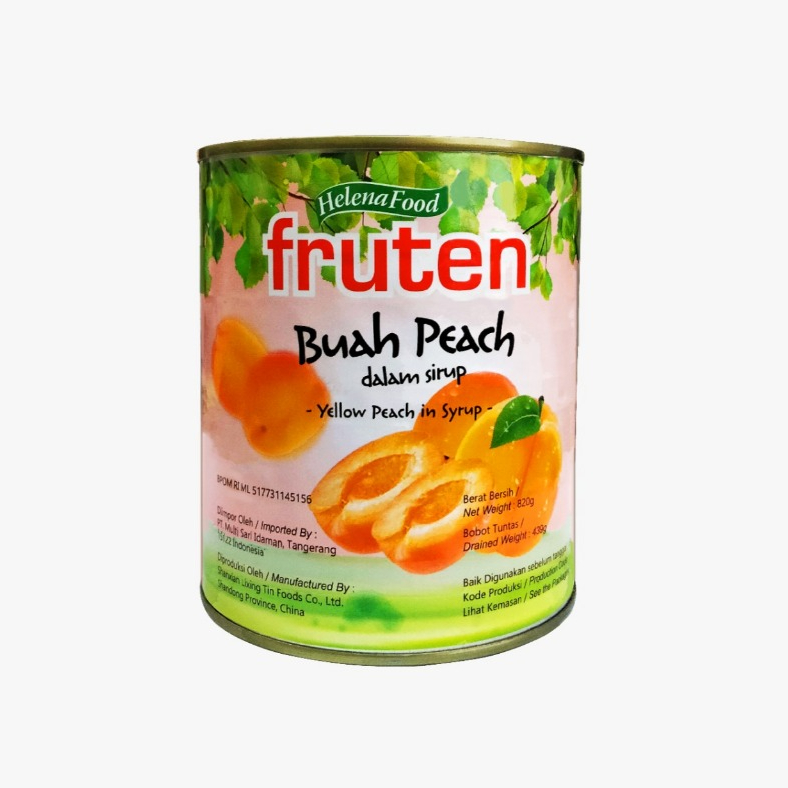 

BUAH PEACH KALENG Fruten Buah peach kemasan kaleng/Yellow peach in Syrup/820 gr