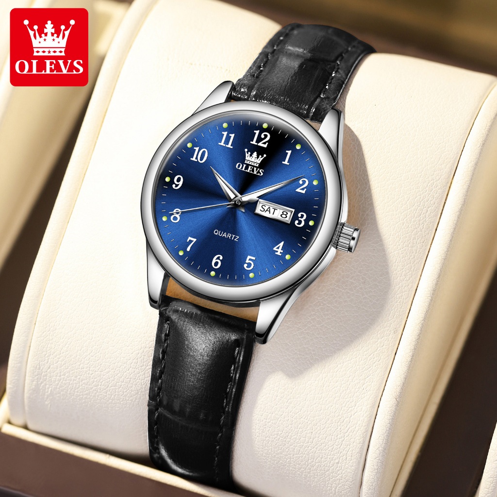 Olevs Jam Tangan Kulit Wanita Kecil Original Kekinian Strap Jam Tangan Analog Cewek Elegan Watch