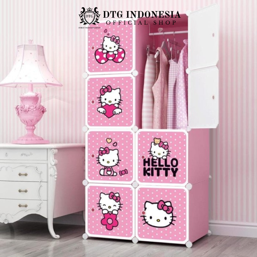 DTG - Lemari Plastik Portable 8 Pintu + Gantungan Lemari Lemari Pakaian Karakter Lemari Portable Ser