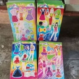 10 pcs Mainan Anak Bongkar Pasang Kertas Barbie Lucu/Mainan Patung Kertas Barbie