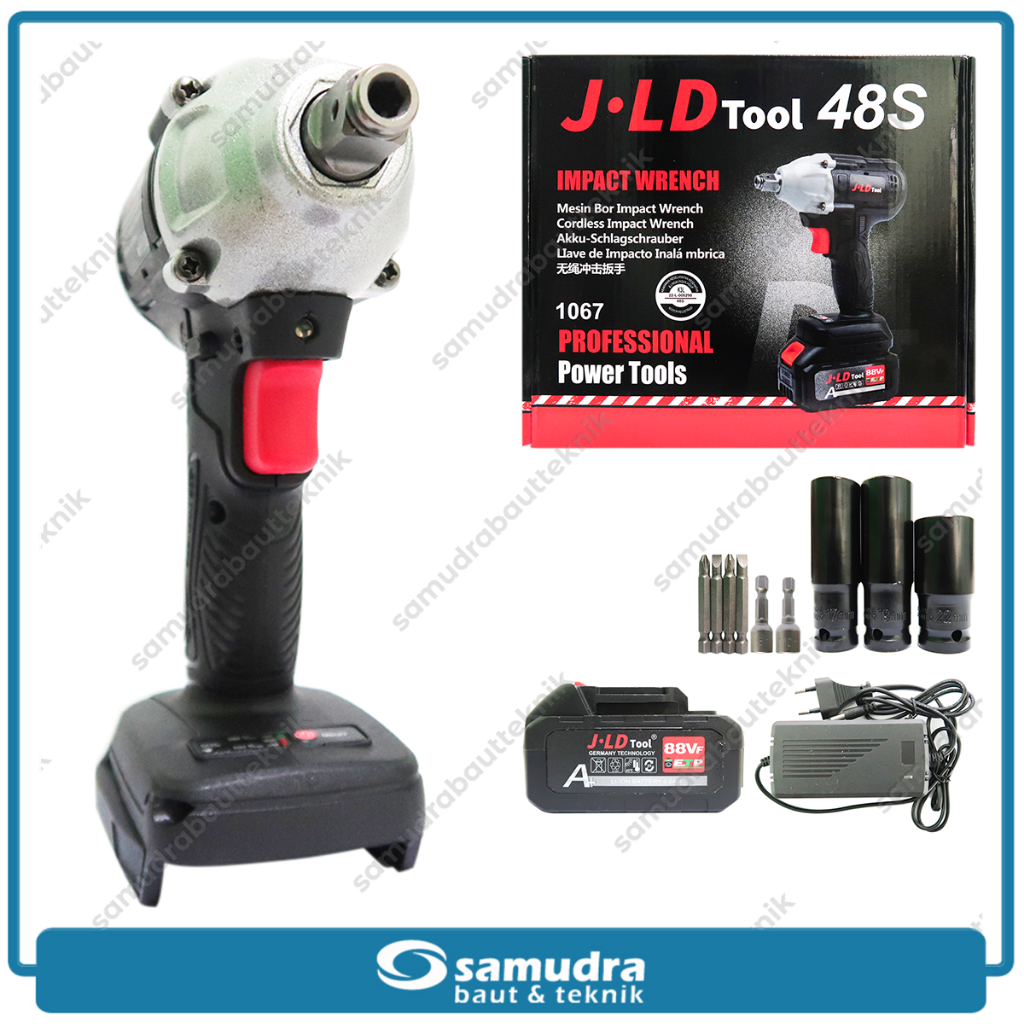 JLD 1 Baterai 48V Mesin Bor Baterai Cas Hitam Buka Baut Cordless Impact Wrench