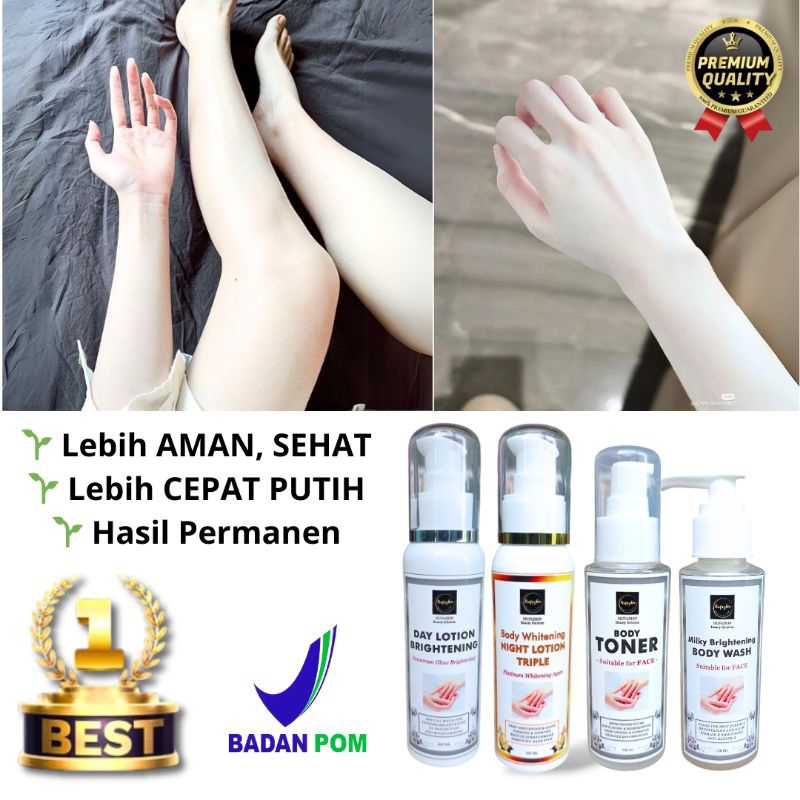 Paket Lengkap PREMIUM Super Whitening Bpom Body Lotion Pemutih Badan 100ml Handbody Brightening 100%