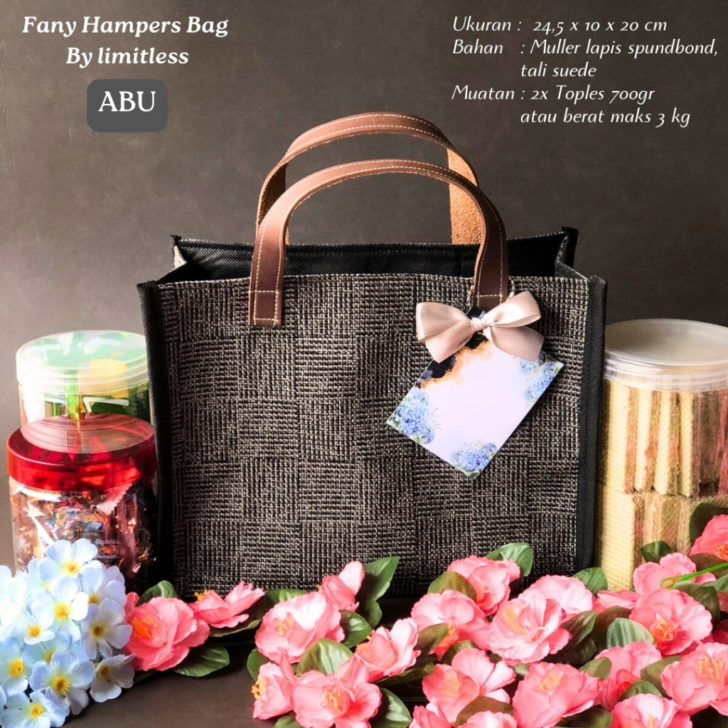

Limitless - FANY Hampers Bag / Tas Bingkisan Lebaran / Hampers Bag Souvenir / Tas Oleh-Oleh / Tas Ulangtahun / Tas Hampers Imlek / Tas Hampers Natal / Tas Bingkisan Bahan Sofa Muller Mevah