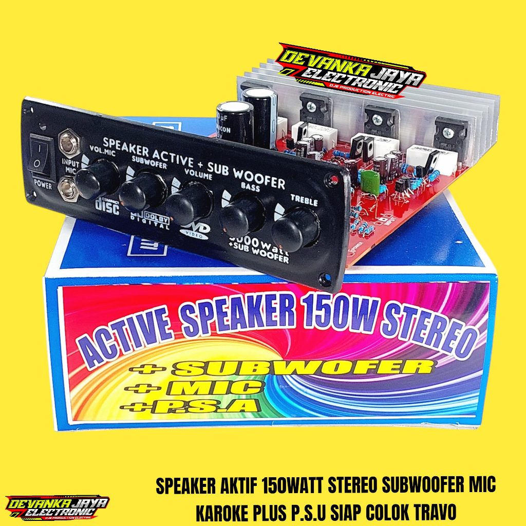 Power Speaker Active STEREO 150WATT SUBWOOFER Plus 2 MIC