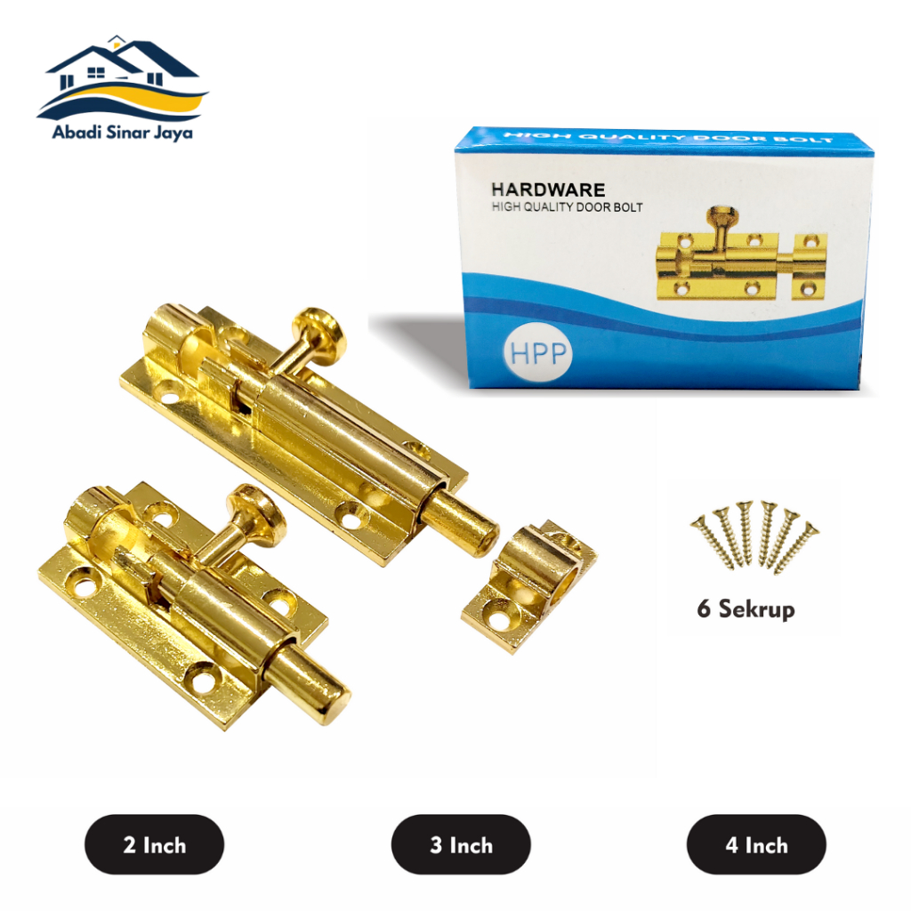 [ASJ] Selot Pintu Jendela Rumah HPP / Grendel Slot Pintu Jendela 2" 3", 4" Aluminium Silver Gold HPP